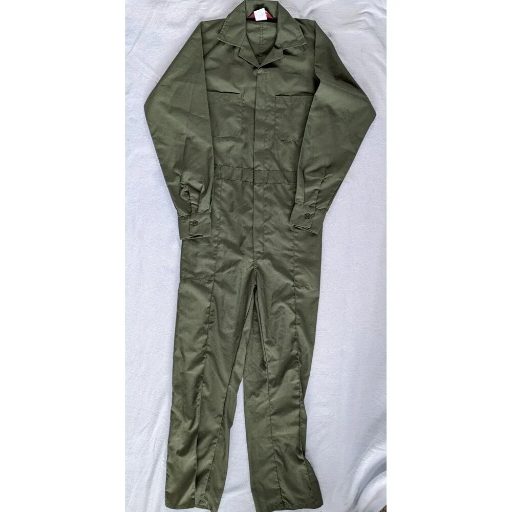 Vintage Jumpsuit Mens One Piece Suit Leisure Coverall Parasuit Forest Green 38 R